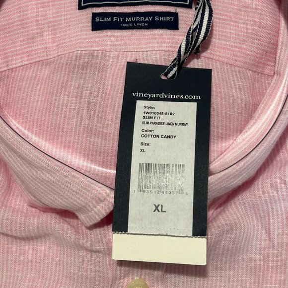 VINEYARD VINES: MEN'S SLIM FIT SLIM PARADISE LINEN MURRAY LS SIZE: XL - Picture 3 of 4